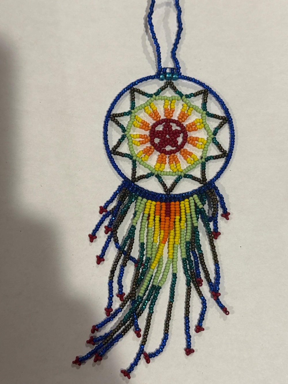 Handmade Native American Multicolor Beaded Dreamcatcher